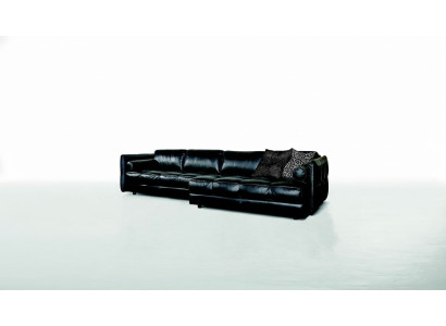 Moderne Canapé Luxe Canapé d'angle Meubles rembourrés Salon Design en L en Cuir Noir