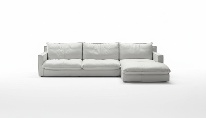 Canapé d'angle en cuir design de luxe en L Blanc Salon PRIANERA