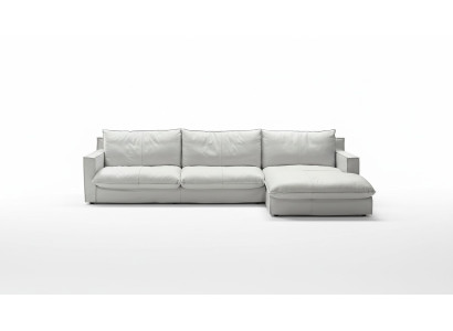 Canapé d'angle en cuir design de luxe en L Blanc Salon PRIANERA