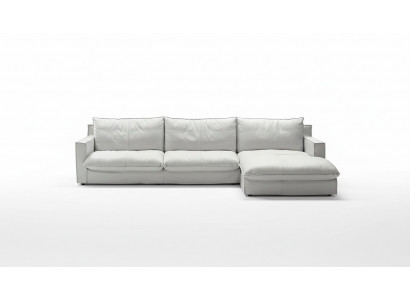 Canapé d'angle en cuir design de luxe en L Blanc Salon PRIANERA
