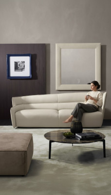 Canapé 3 places Canapé en cuir blanc Mobilier de salon Sofas Canapé italien Prianera