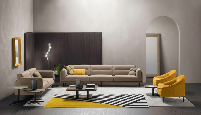 Ensemble de canapé complet Ensemble de canapé Canapé beige 4+3 places Groupe en cuir