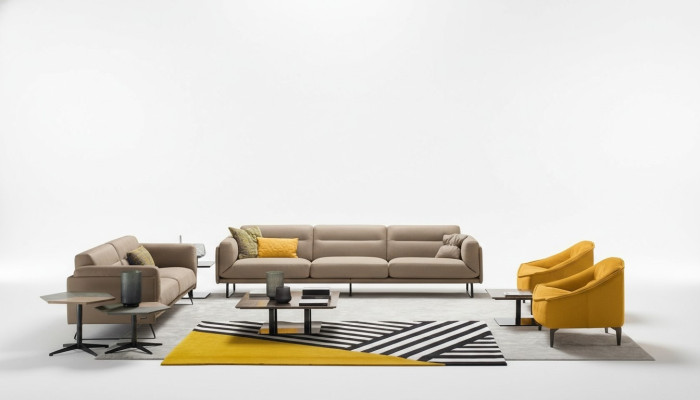 Ensemble de canapé complet Ensemble de canapé Canapé beige 4+3 places Groupe en cuir
