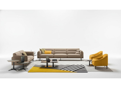 Ensemble de canapé complet Ensemble de canapé Canapé beige 4+3 places Groupe en cuir