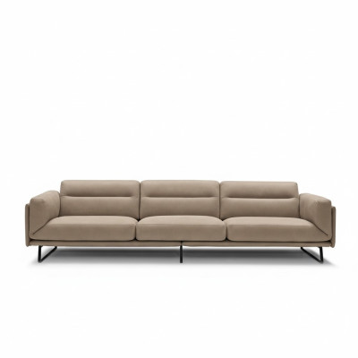 Canapé 4 places Canapés en cuir Design de luxe Canapé Beige Sellerie de luxe Quatre places xxl