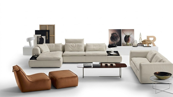 Canapé en cuir en forme de L pour le salon, luxe, meubles design