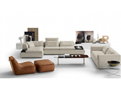 Canapé en cuir en forme de L pour le salon, luxe, meubles design