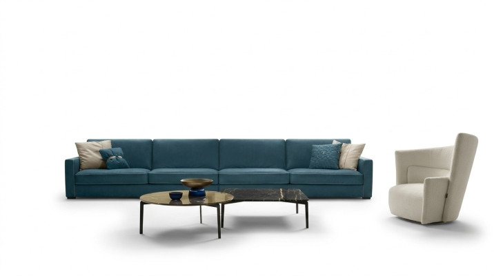 Canapé 4 places en cuir rembourré Canapés en cuir italien bleu de design