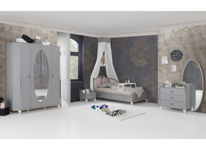 Chambre d'enfants Ensemble de design Lit Table de chevet Commode Armoire 4 pièces.