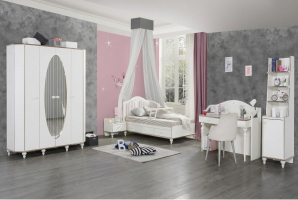 Ensemble de chambre à coucher 5 pièces. Lit Table de chevet Bureau Lit pour enfants Meubles
