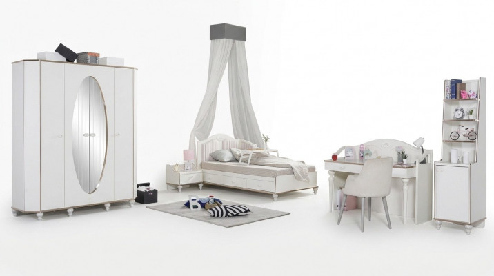 Ensemble de chambre à coucher 5 pièces. Lit Table de chevet Bureau Lit pour enfants Meubles