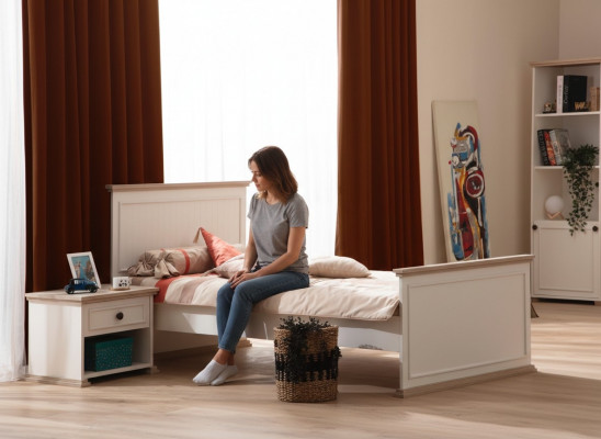 Lit lit simple Table de chevet Chambre à coucher 2pcs. Mobilier de luxe moderne neuf