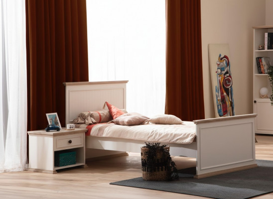 Lit lit simple Table de chevet Chambre à coucher 2pcs. Mobilier de luxe moderne neuf