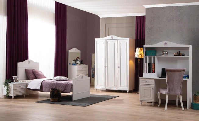 Lit de jeunesse Lit d'enfants Design pour enfants Moderne Lit blanc Chambre d'enfants nouveau