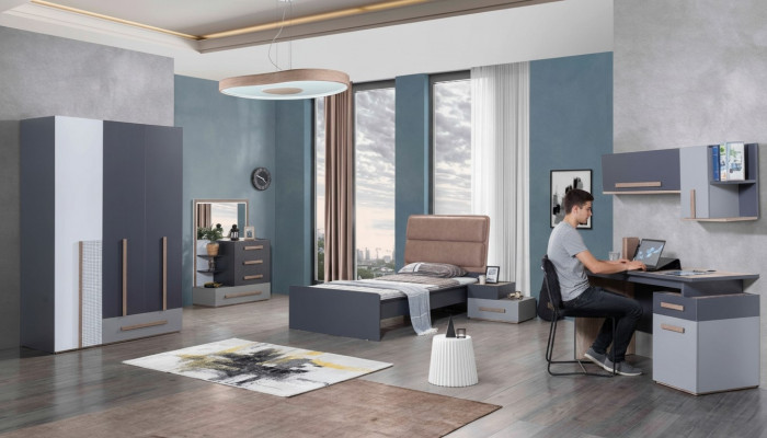 Ensemble chambre d'enfant lit table de chevet chambre de jeunes design moderne 6 pièces.