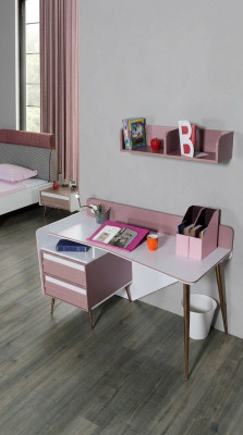 Bureau en bois rose Table Bureaux Étagère Mobilier Chambre de jeunes Design
