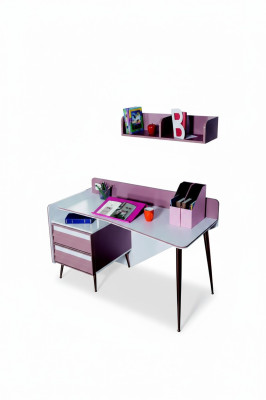 Bureau en bois rose Table Bureaux Étagère Mobilier Chambre de jeunes Design