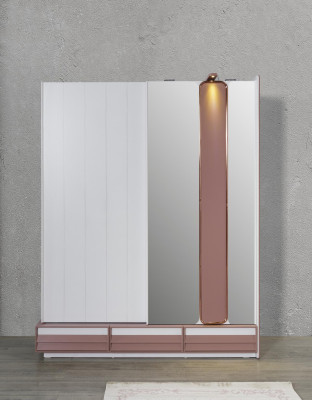 Chambre d'enfants Ensemble 7 pièces Lit de luxe Table de chevet Commode Armoire Étagère murale