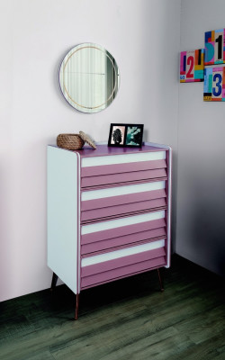 Commode avec miroir Commodes en bois Meubles Armoire Chambre d'enfants Rose nouveau