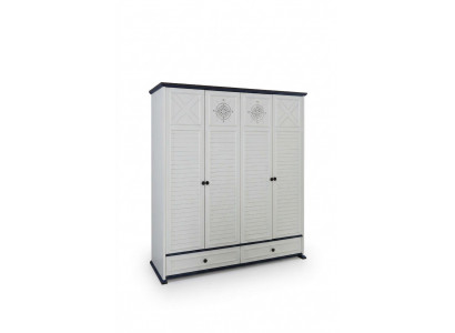 Salle de jeux pour enfants Chambre de jeunes Armoire en bois Armoire pour enfants 4 portes Blanc