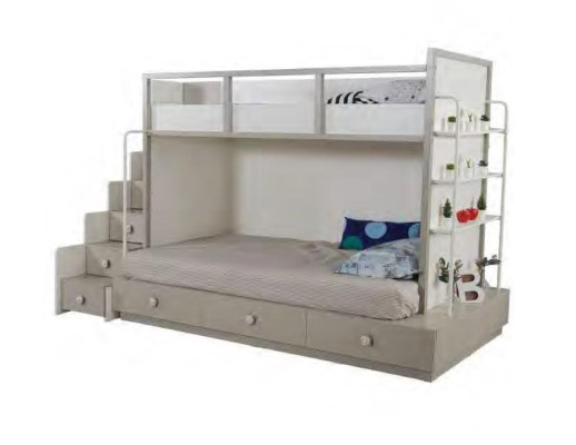 Chambre d'enfants Ensemble de chambre à coucher Meubles en bois Lit superposé Lit mezzanine Table 3 pièces