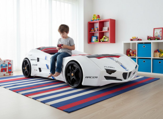 Lit de voiture de course avec matelas Lit de voiture Chambre d'enfants Lits Meubles nouveaux