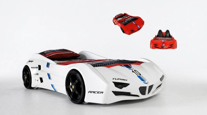 Lit de voiture de course avec matelas Lit de voiture Chambre d'enfants Lits Meubles nouveaux
