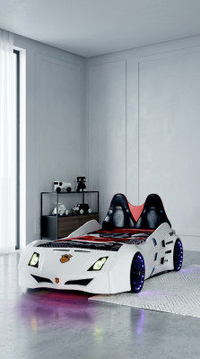 Lit de voiture Chambre d'enfants Voiture de course Lit de voiture Lit d'enfants Bois Mobilier neuf