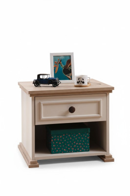 Meuble de chevet de design moderne pour enfant en bois beige.