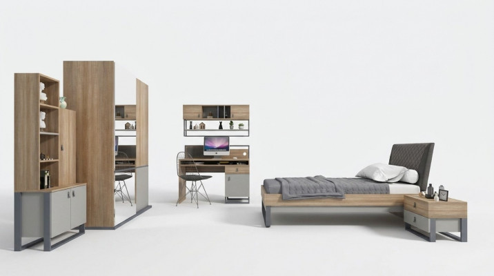 Chambre pour jeunes Ensemble Lit Armoire Chambre d'enfants nouveau Ensemble 5 pièces