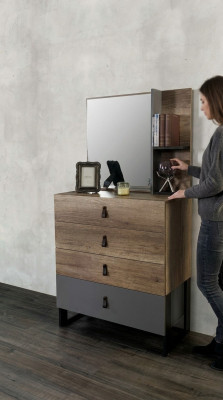 Commode avec miroir Bois Design Moderne de Luxe Chambre de Jeunes Commodes