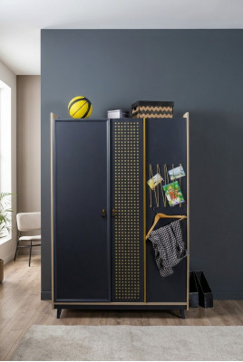 Conception de l'armoire de chambre à coucher pour la jeunesse Armoires de vêtements Mobilier bleu neuf
