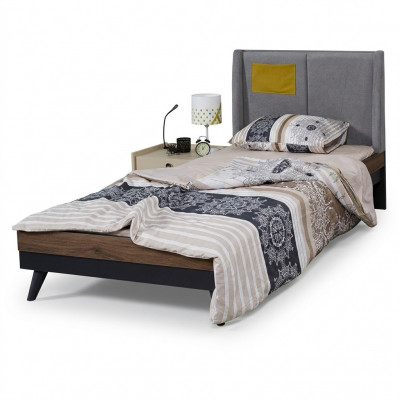 Lit en bois Lits Cadre de lit Chambre de jeunes Enfants Lit noir simple