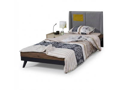Lit en bois Lits Cadre de lit Chambre de jeunes Enfants Lit noir simple