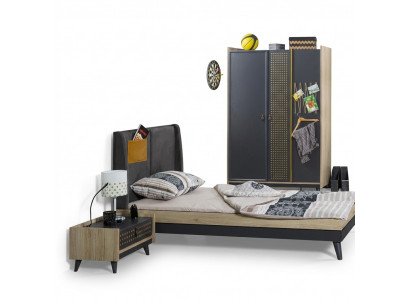 Salle d'enfants design Table de chevet de chambre à coucher Lit Armoire 3 pièces
