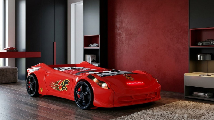 Chambre d'enfants Lit Lit d'enfant Design Voiture de course Lit de voiture avec matelas