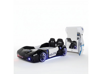 Voiture de police Chambre d'enfants Lit d'enfants Commode Bureau 3 pièces