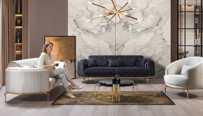 Luxury Suite Set Canapé ensemble 3+3+1 place Canapé en bois Fauteuil Canapé