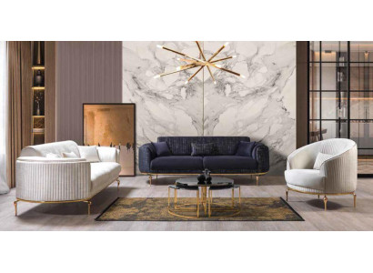 Luxury Suite Set Canapé ensemble 3+3+1 place Canapé en bois Fauteuil Canapé