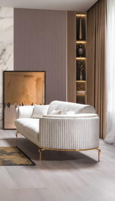 Canapé de luxe trois places moderne en tissu textile 234 cm xxl