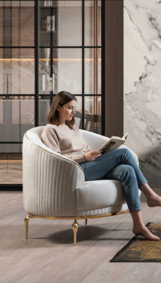 Luxueux fauteuil à un siège en tissu pour canapé club de détente de designer