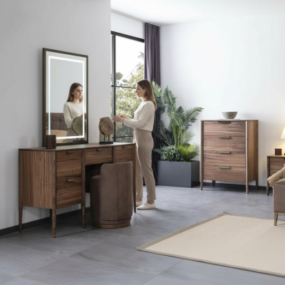 Coiffeuse Ensemble Console Miroir Matériel Bois Mobilier de chambre Design Tabouret