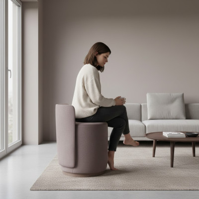 Chaise de luxe pouf pouf de tabouret de coiffeuse ronde à piétement design