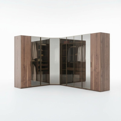 Armoire Walk-in Cabinet en verre Portes transparentes Armoire d'angle Nouveau