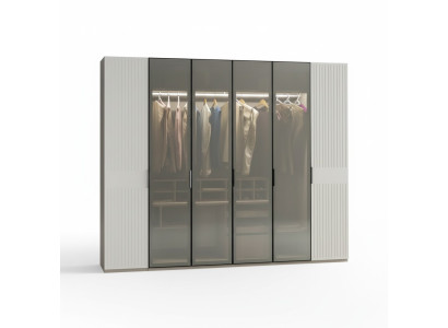 Armoire de luxe pour chambre en bois avec armoire en verre de loft.