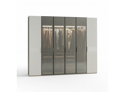 Armoire de luxe pour chambre en bois avec armoire en verre de loft.