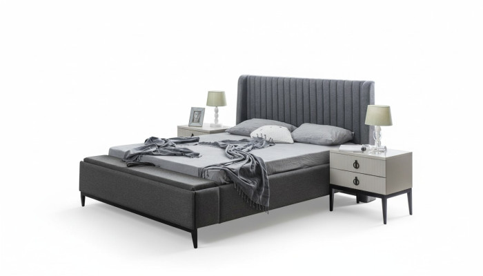 Design de lit Lit double Lits Rembourrages Meubles de chambre Cadre de lit Hôtel Gris