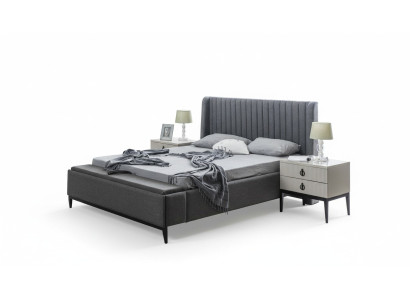 Design de lit Lit double Lits Rembourrages Meubles de chambre Cadre de lit Hôtel Gris