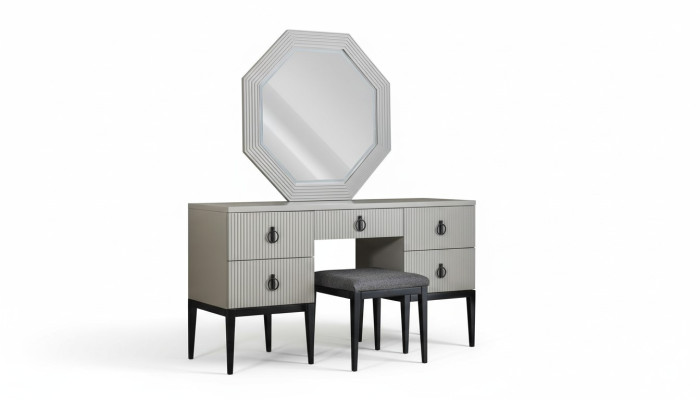 Coiffeuse avec miroir Gris Design de chambre Tabouret de console neuf