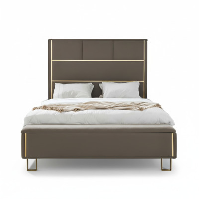 Taupe revêtement de lit Lit double Bois Mobilier de chambre à coucher Hôtel Tapisserie 180x200